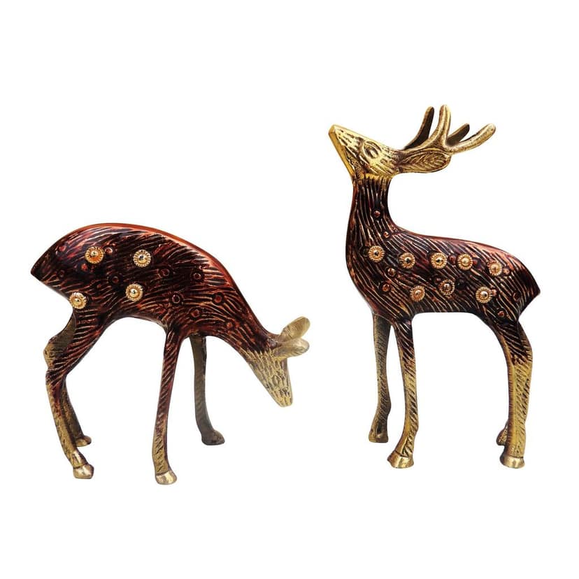 Handcrafted Brass Deer Decorative Statue for Table & Shelf Decor, Height : 5.5 Inch (ANMAS228 A) view 3