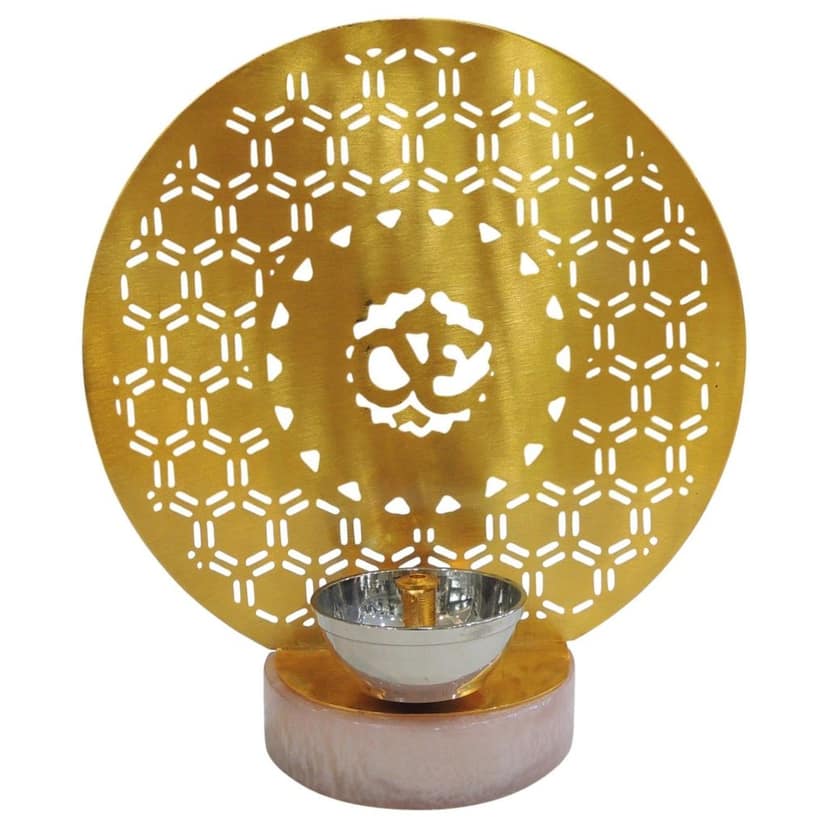 Brass Om Deepak | Spiritual Diya for Puja, Height : 7.5 Inch (ATMAS076 C) view 3