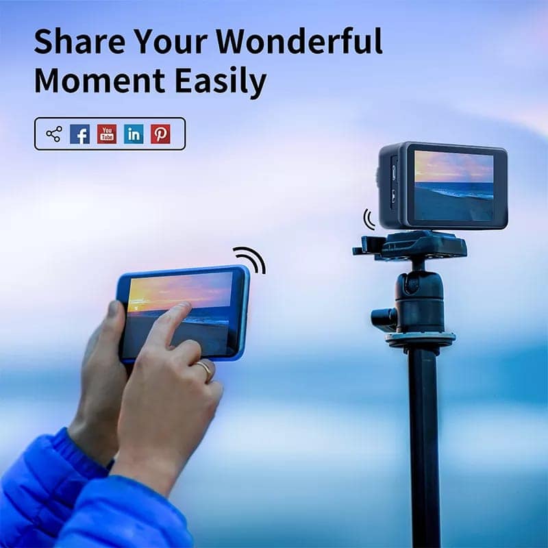 AUSHA 5K Ultra HD Action Camera, Dual Screen, 170° Wide Angle, Wi-Fi & EIS Anti-Shake, Vlogging Action Camera view 3