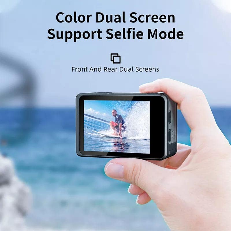 AUSHA 5K Ultra HD Action Camera, Dual Screen, 170° Wide Angle, Wi-Fi & EIS Anti-Shake, Vlogging Action Camera view 5