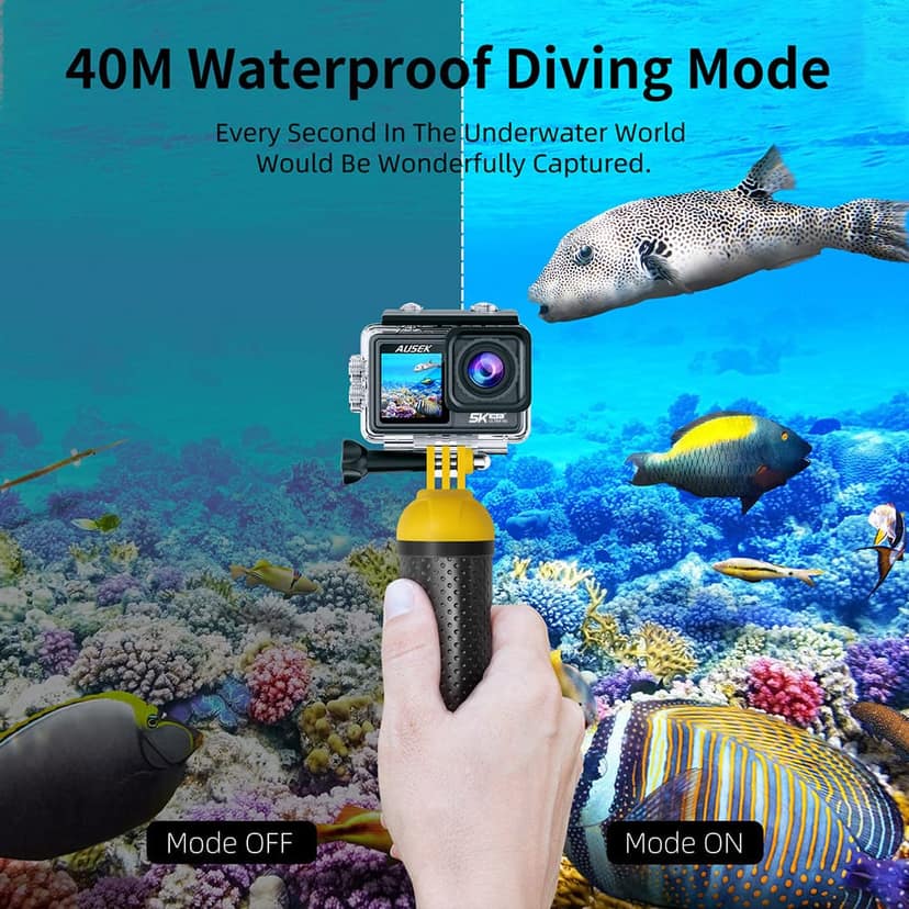 AUSHA 5K Ultra HD Action Camera, Dual Screen, 170° Wide Angle, Wi-Fi & EIS Anti-Shake, Vlogging Action Camera view 7