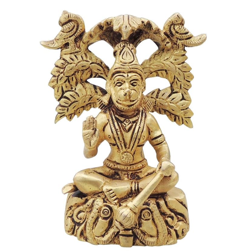 Brass Hanuman Ji God Idol Statue - Handcrafted Spiritual Murti, Height : 5 Inch (BSMAS1648 D) view 2