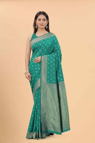 Women's Art Silk Zari Woven Saree With Unstiched Blouse Piece