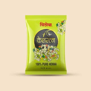 Vithoba Keshratna 100% Pure Natural Henna Mehendi Hair Color Powder 50g | Herbal Hair Colour for Men & Women | Full Coverage Of Gray Hair | 100% Organic & Chemical Free - Pack of 10