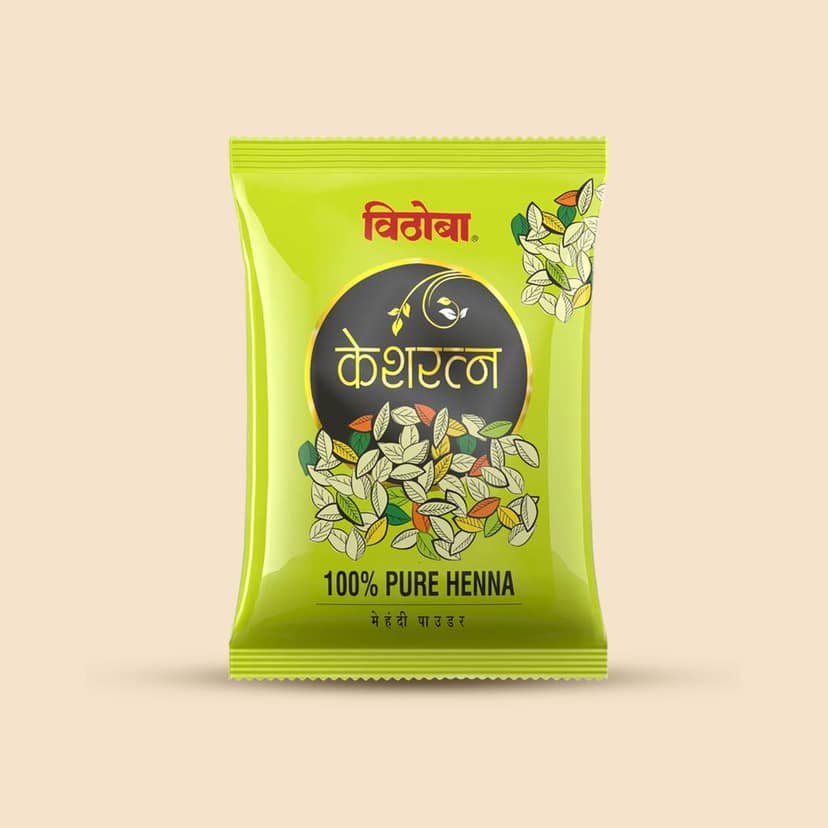 Vithoba Keshratna 100% Pure Natural Henna Mehendi Hair Color Powder 50g | Herbal Hair Colour for Men & Women | Full Coverage Of Gray Hair | 100% Organic & Chemical Free - Pack of 10