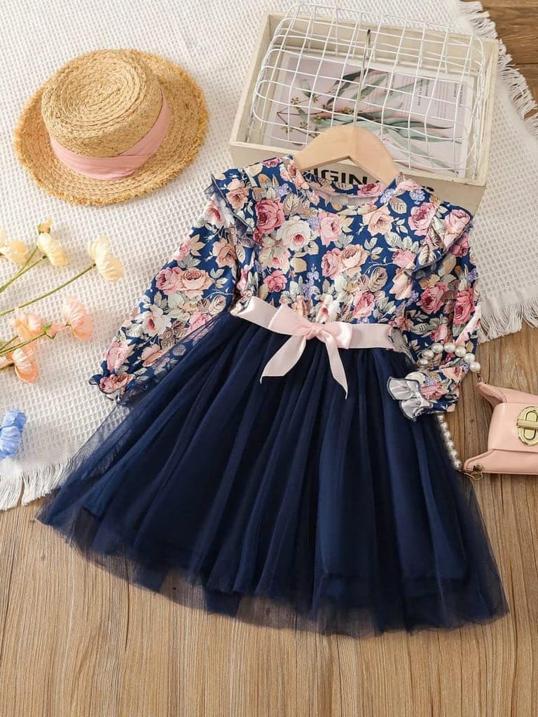 Buy & Try Girl's Modal Feni Printed Frock Dress Full Sleeve Frock for Kids. view 2