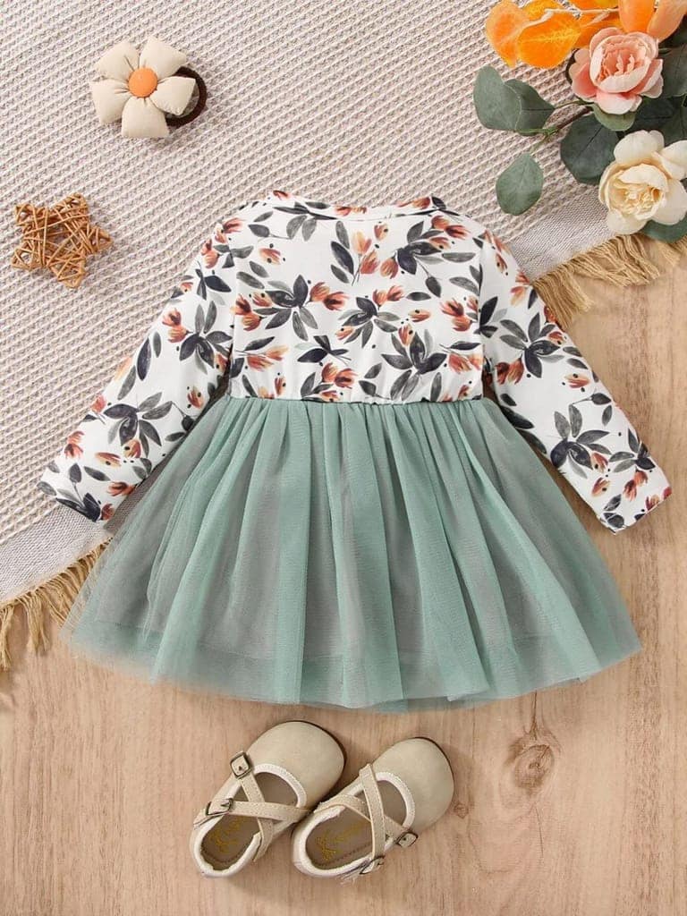 Buy & Try Girl's Modal Feni Printed Frock Dress Full Sleeve Frock for Kids. view 9