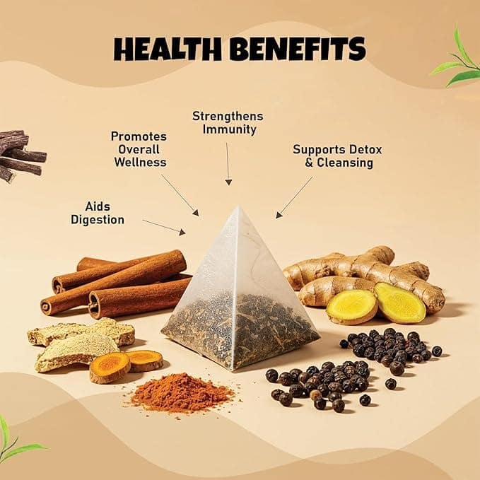 Golden Tips Turmeric Mulethi Herbal Tea, Soothing Caffeine-Free Tea with Ginger, Cinnamon & Black Pepper Nourishing Blend for Immunity, Digestion & Relaxation view 3