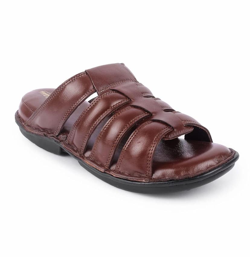 FEATHER LEATHER Men's Genuine Leather Comfortable & Fashionable Flip Flops Sandals & Slippers | Casual Indoor/Outdoor/Chappal view 8