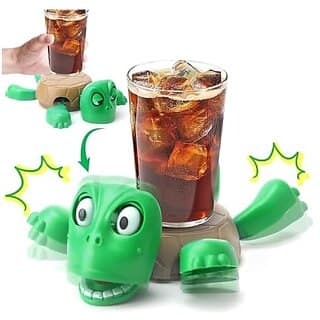 Turtle Coaster Funny Expression - Cup & Mug Holder, Desk & Kitchen Decor, Gift for Men, Women, Kids (Green) No Sound