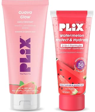 The Plant Fix Plix Glow, Moisturize & Protect Duo Guava cleanser & Watermelon dual sunscreen (2 Items in the set)