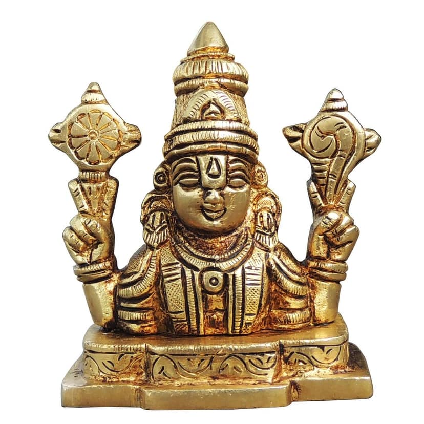 Brass Tirupati Balaji Idol for Pooja Room, Height : 3.5 Inch (BSMAS1420 X) view 2