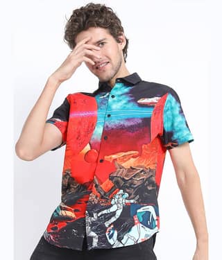 Ketch Polyester Regular Fit Printed Half Sleeves Men's Casual Shirt - Black ( Pack of 1 )