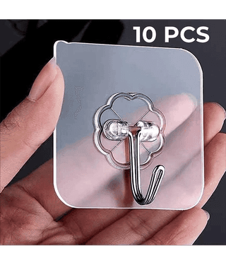 Self Adhesive PVC Flower Wall Hooks (Pack of 10)