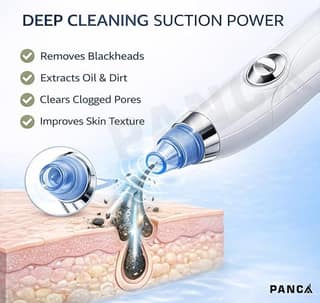 Portable Facial Pore Cleaning Device with Interchangeable Cleaning Heads for Personal Skin Care