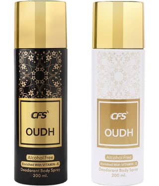 CFS Oudh Black & Oudh White Deodorant Spray for Unisex 400 ml ( Pack of 2 )