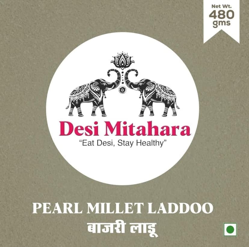 Desi Mitahara's Bajra Ladoo - Made with Bajra, Jaggery & Cow Ghee - Traditional Indian Sweet - Healthy, Nutritious Snack - 480g Pack - No Artificial Colours - Suitable for All Ages view 4