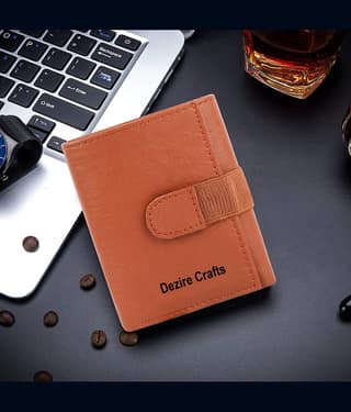 Dezire Crafts PU Printed Men's Regular Wallet With 5 Slots For Card ( Brown , Pack of 1 )