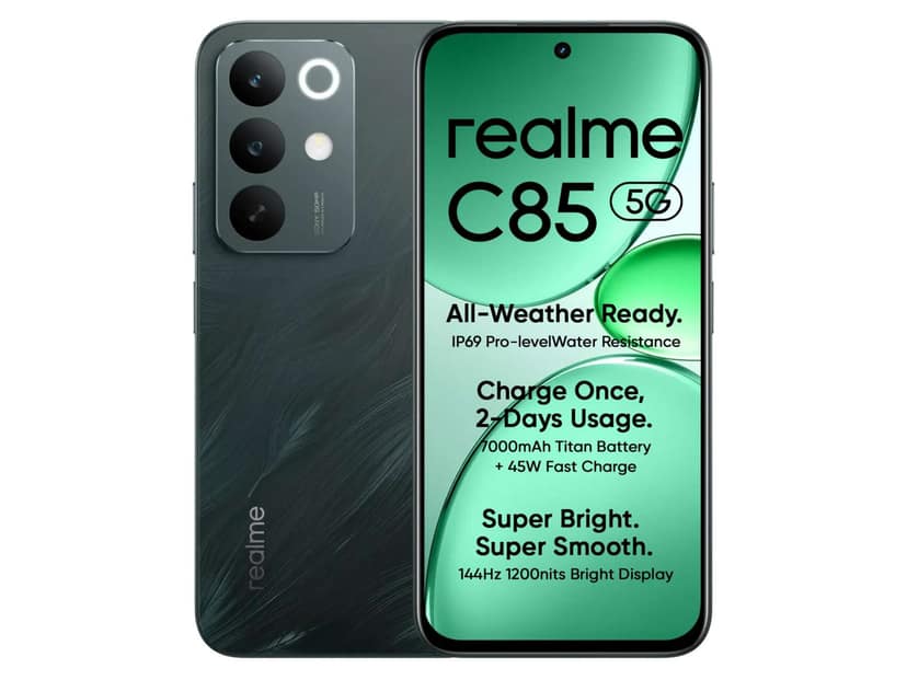 Realme C85 5G Smartphone, 4GB RAM, 128GB Storage - Peacock Green