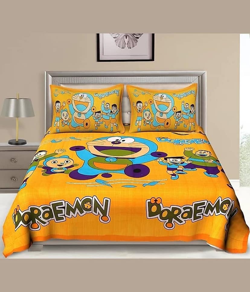 PETROSOLY Cotton 1 Double King Bedsheet with 2 Pillow Covers ( Yellow )