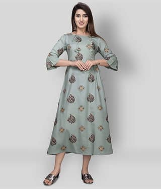 EXPORTHOUSE - Multicolor Rayon Women's Flared Kurti