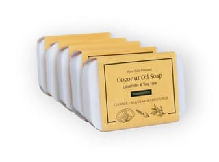 Kaprica Natural Handcrafted Pure Cold Pressed Coconut Oil Soap- Lavender and Tea Tree (pack of 5) Kaprica Natural Handcrafted Pure Cold Pressed Coconut Oil Soap- Lavender and Tea Tree (pack of 5) - White / 60 g (Pack of 5)