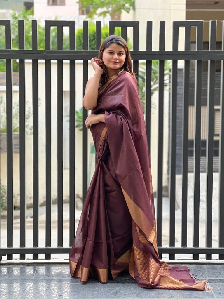 Handloom Jayashree Silk Saree Coffee Brown Color with Running Blouse-2692 view 2