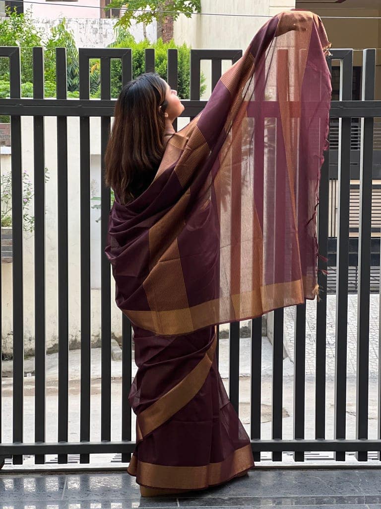 Handloom Jayashree Silk Saree Coffee Brown Color with Running Blouse-2692 view 3
