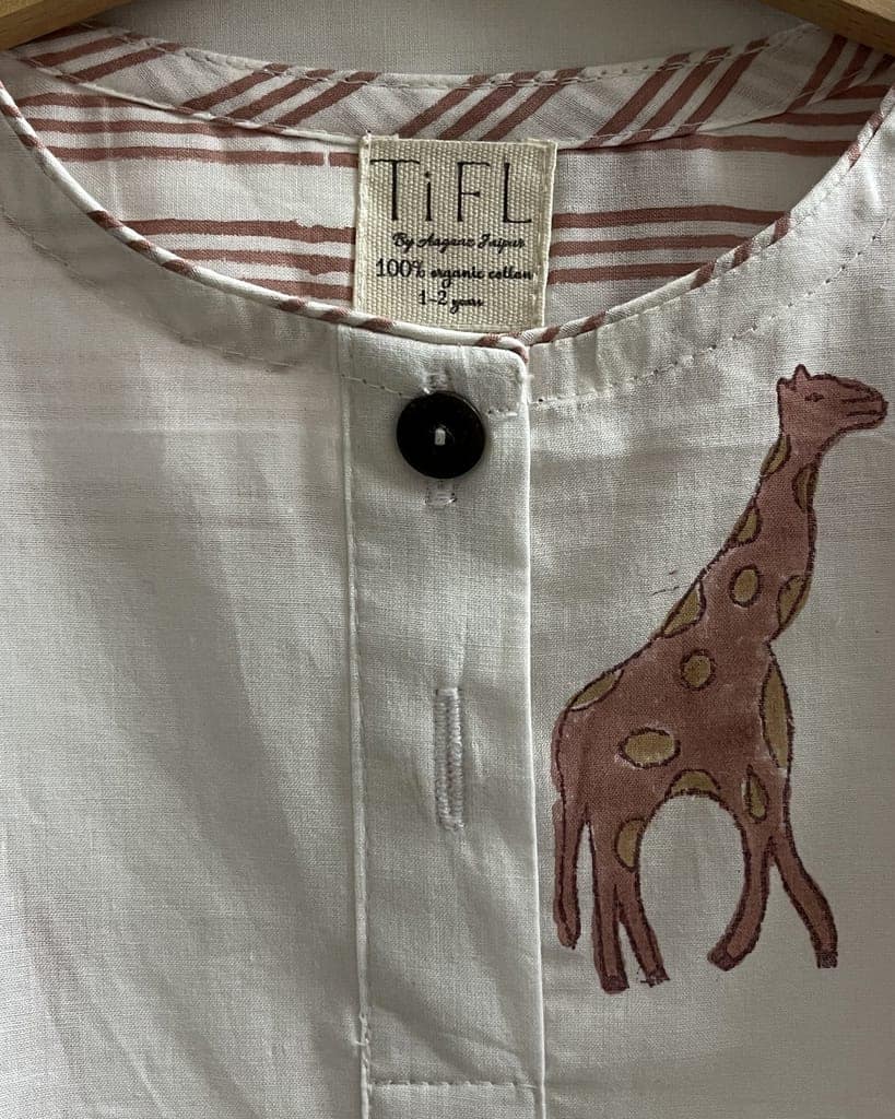 Casual kid wear with Graceful Giraffe Print by Aagaaz Jaipur view 3