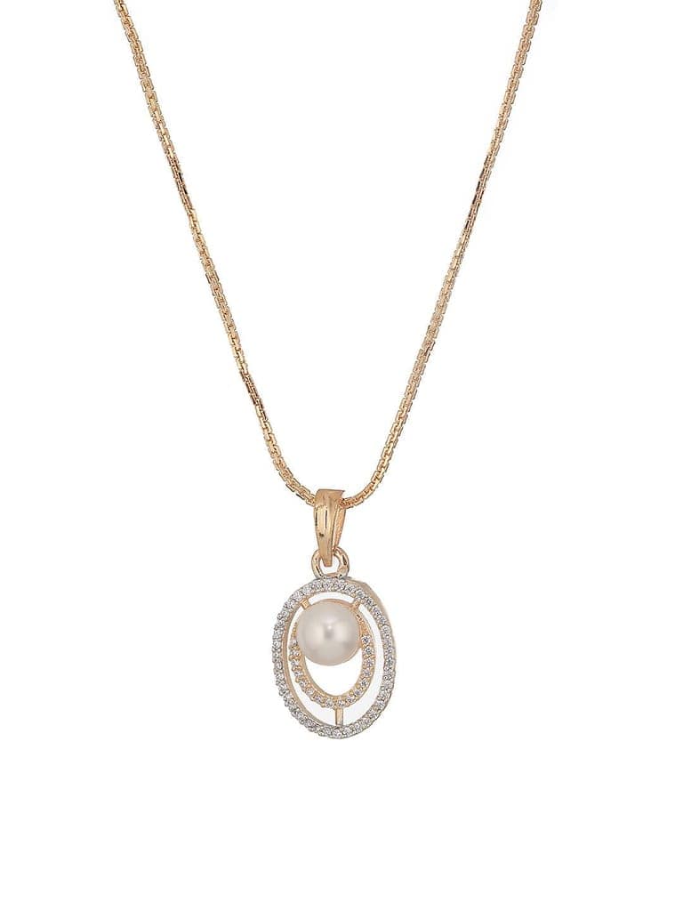 Gold Toned Pearl Beaded Designer Minimal Pendant Jewellery Set view 7
