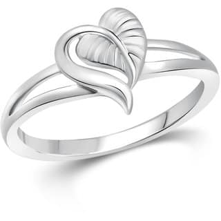 VFJ Cute Leafy Heart CZ Rhodium Plated Ring with Scented Velvet Rose Ring Box for women and girls and your Valentine. view 2