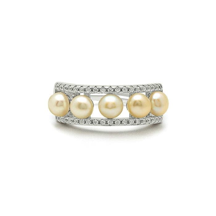 Silver Pearl Crest Ring