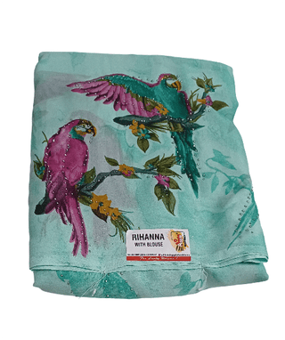 Rihanna with Blouse Saree - Parrot Print with Embellishments