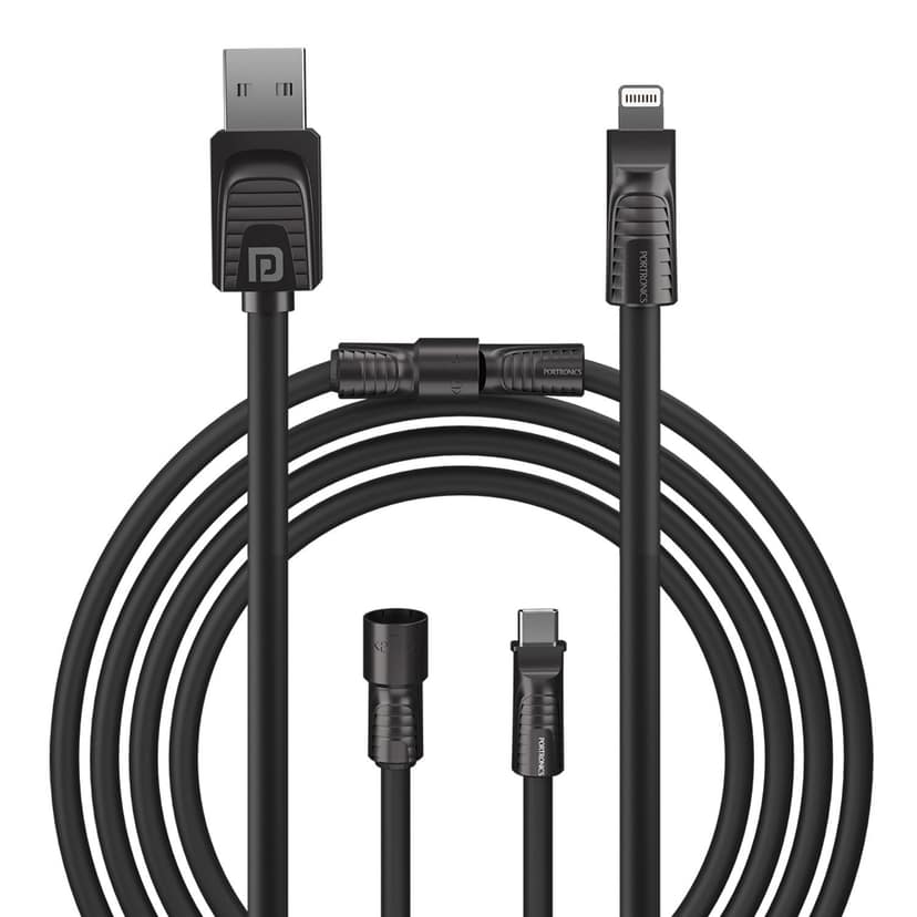 Portronics Konnect Tetra 60W 4 in 1 Multi Functional Fast Charging PD Cable with 1.4M Length, 480Mbps Data Sync, Compatible with All Type C