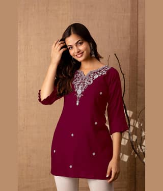 Kapadia Women's Rayon Regular Top ( Maroon )