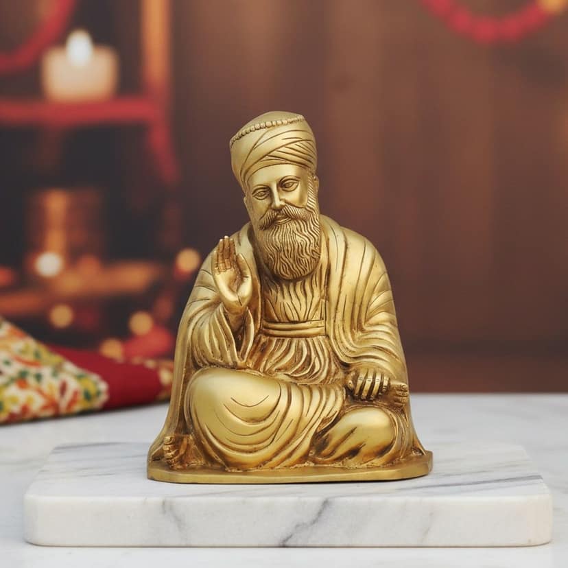 Brass Guru Nanak Statue � Sikh Religious Brass Decorative Idol, Height : 13 Inch (BSMAS1102 A)