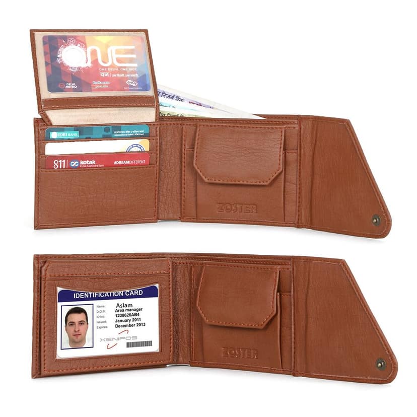 ZOSTER Tan Vegan Leather Wallet for Men & Women - Stylish and Sustainable Wallet view 2