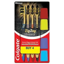 COLGATE ZIG ZAG CHARCOAL 4PCS