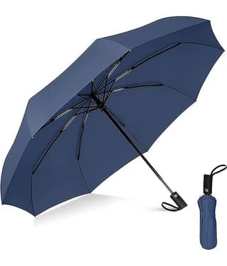GEEO NEW Blue Auto Open and Close Umbrella for Women and Men 3 Fold Windproof