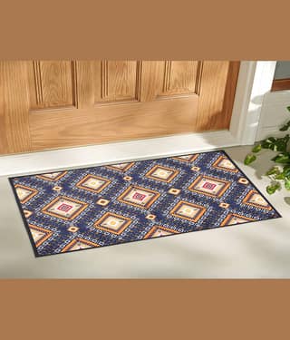 Aazeem Navy Velvet Carpet Abstract 2x5 Ft