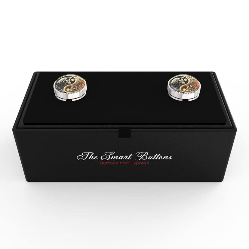 The Smart Buttons - Shirt Button Cover Cufflinks for Men - Wolf Ying-Yang view 3