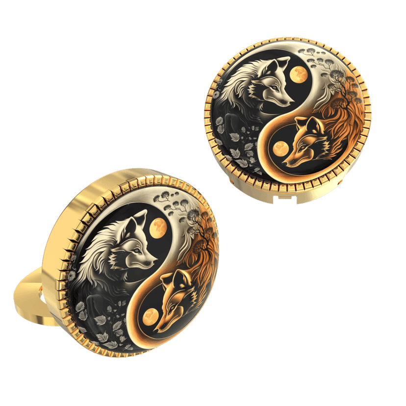 The Smart Buttons - Shirt Button Cover Cufflinks for Men - Wolf Ying-Yang view 8