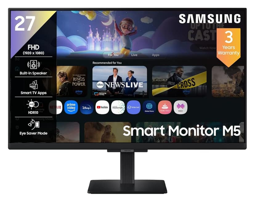 Samsung 27" M5 Smart Monitor with Smart TV Experience-LS27FM500EWXXL view 2