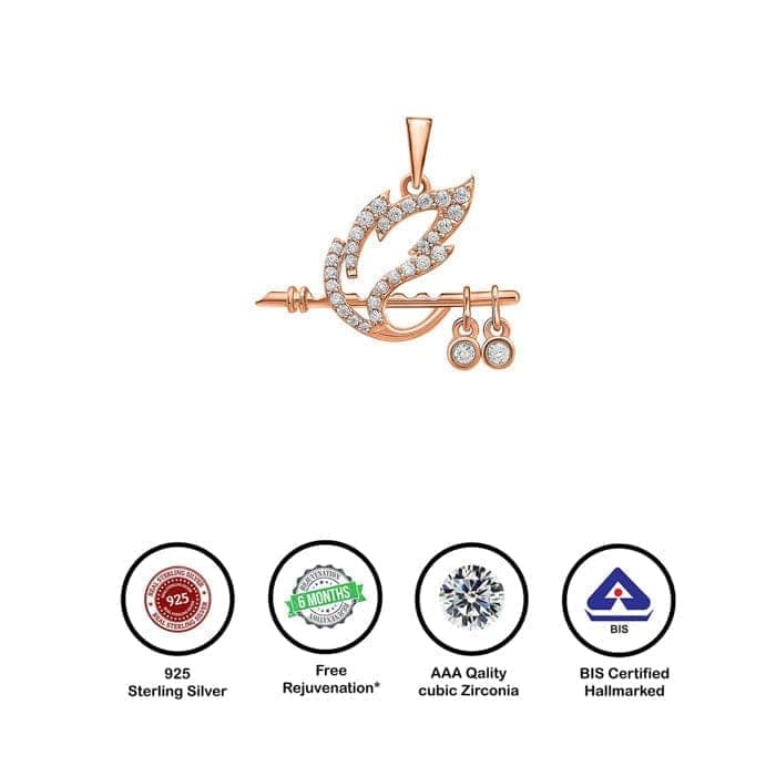 Rose Gold Shree Krishna Baasuri Pendant view 5