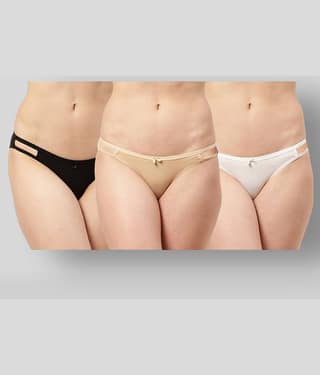 Leading Lady Pack of 3 Cotton Solid Women's Bikini Panties ( White )