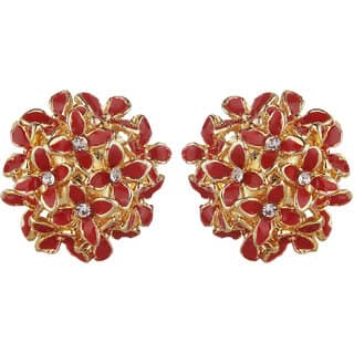 Enamel Daisy Flower Cluster Studds clippons Earrings for Girls Alloy Brass Copper Earrings for Women's