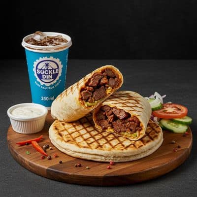 Double Beef Mutton Somali Bread Shawarma Grilled+Cold Drink 250 Ml