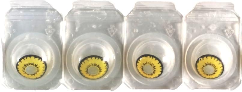 GOLDEN YELLOW MD SPARKLE MONTHLY CRAZY CONTACT LENS/HORROR LENS WITH CASE, LENS HOLDER AND 80ML SOLUTION (PACK OF 2 PAIR)
