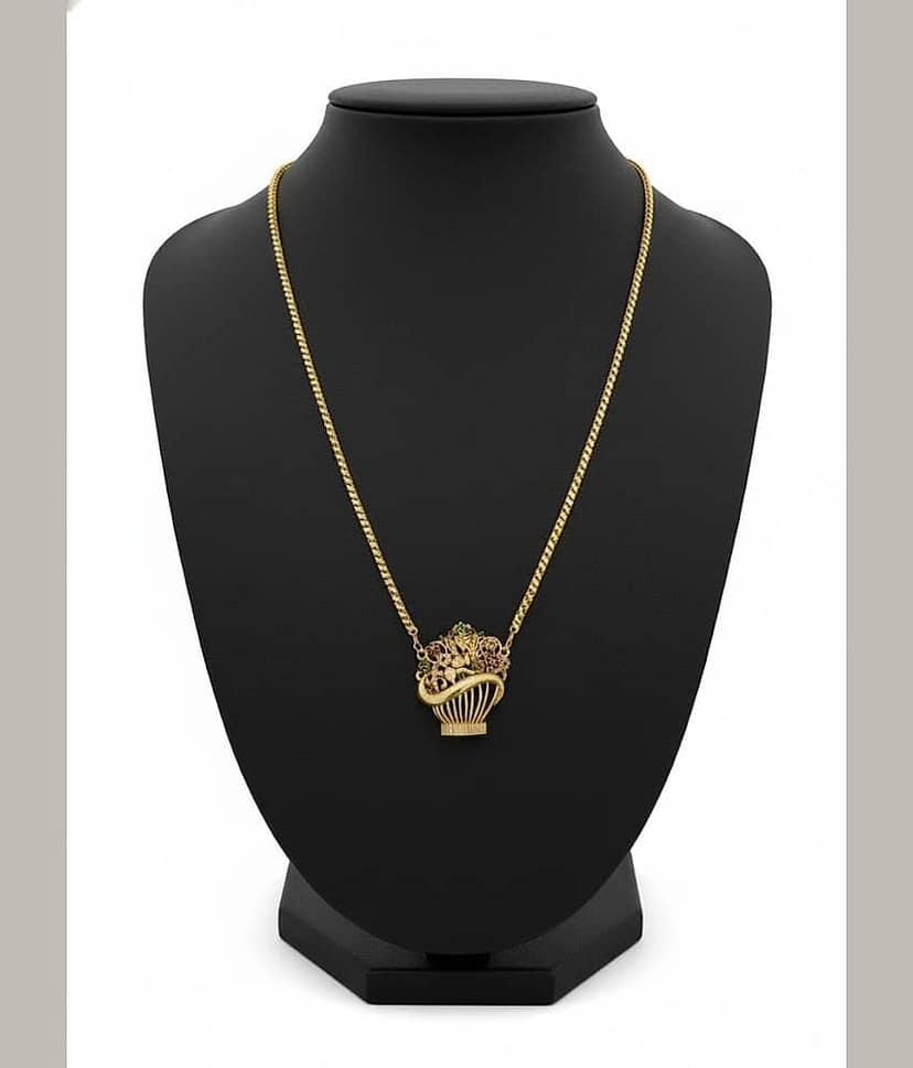 ROFARWORD Gold Brass Necklace Set ( Pack of 1 ) view 2