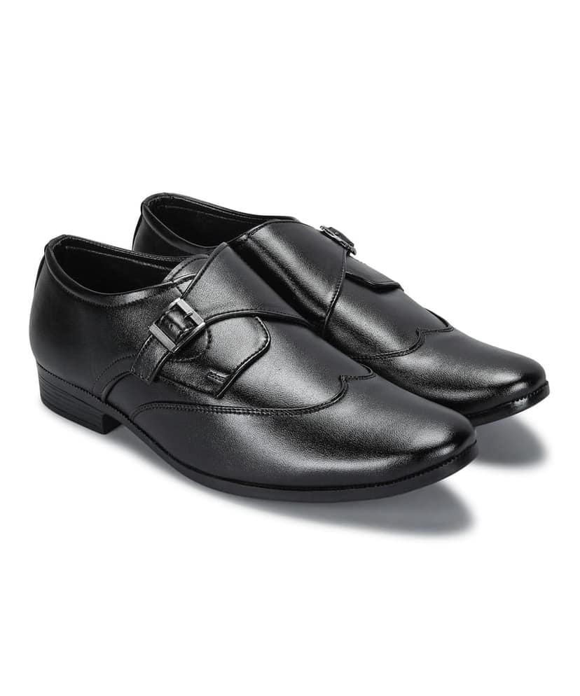 Paragon Men's Black Formal Shoes with Buckle| Durable & Sturdy for Outdoor Wear view 3